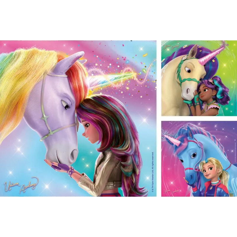 Puzzle Ravensburger Unicorn Academy – 3 x 49 pezzi, set per bambini