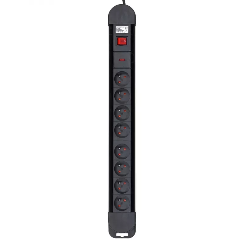 Ciabatta multipresa MACLEAN MCE11 — 8 prese AC, cavo 1.5 m, indoor, nero, con interruttore on/off