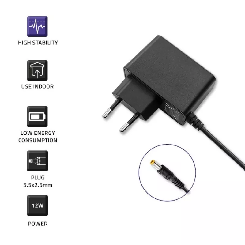 Alimentatore Qoltec 52401 12 W per interni nero per stampante POS
