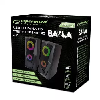 Diffusore ESPERANZA BAILA 6 W diffusore da scaffale con filo, 6 W RMS, 160–20000 Hz, 3 Ω, USB e 3,5 mm, coppia