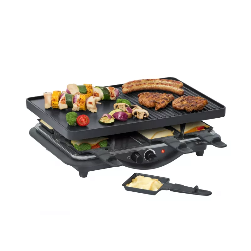 Steba RC 28 griglia raclette in ghisa, 1400 W, 8 padelline, nera