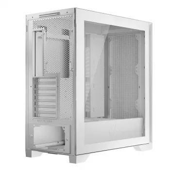 Case PC MODECOM VOLCANO EXPANSE S MIDI Tower — bianco, microATX, vetro temperato, USB-C, supporta GPU 430 mm