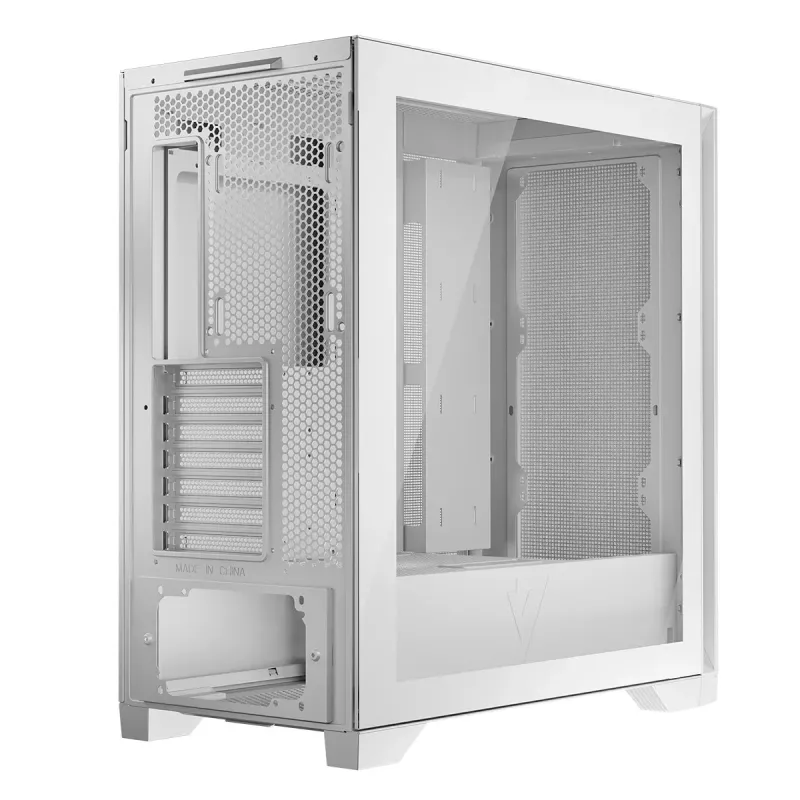 Modecom Volcano Expanse S telaio per PC Midi Tower, ATX/micro-ATX/mini-ITX, vetro temperato, USB-C, scheda video fino a 430 mm, bianco