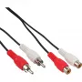 Cavo audio InLine 2x RCA connettore maschio / connettore femmina 20m, 2 x RCA, connettore maschio, 2 x RCA, connettore femmina, 20 m, nero