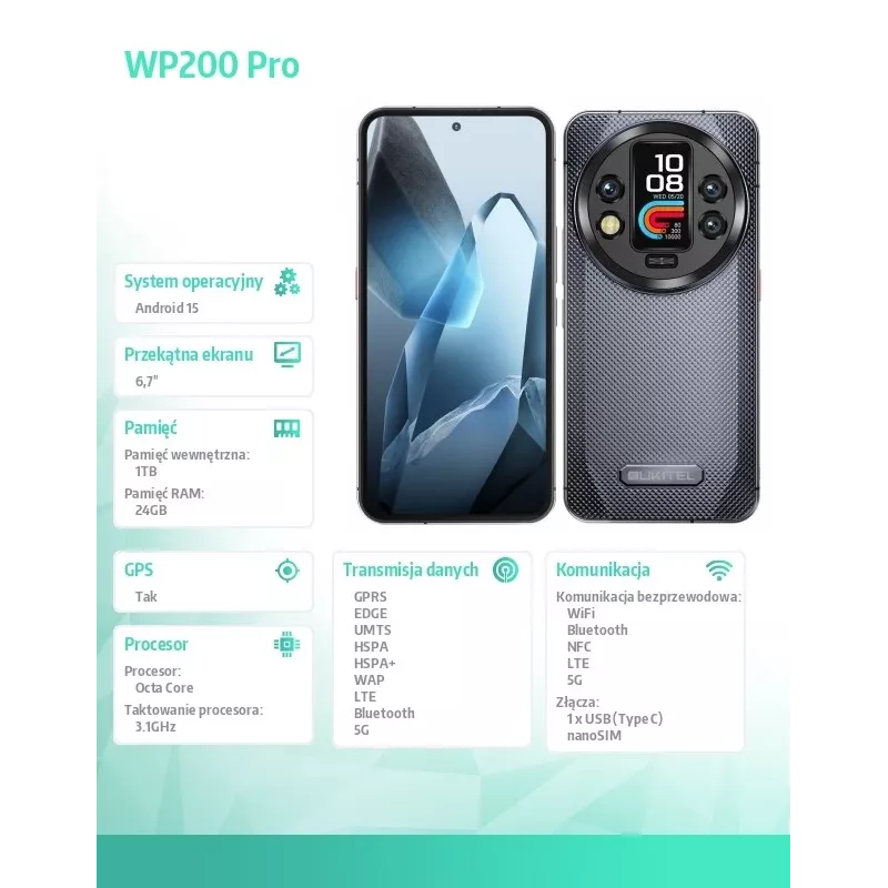 Oukitel WP200 Pro 5G 6.7 24GB/1TB DS. 8800mAh grigio