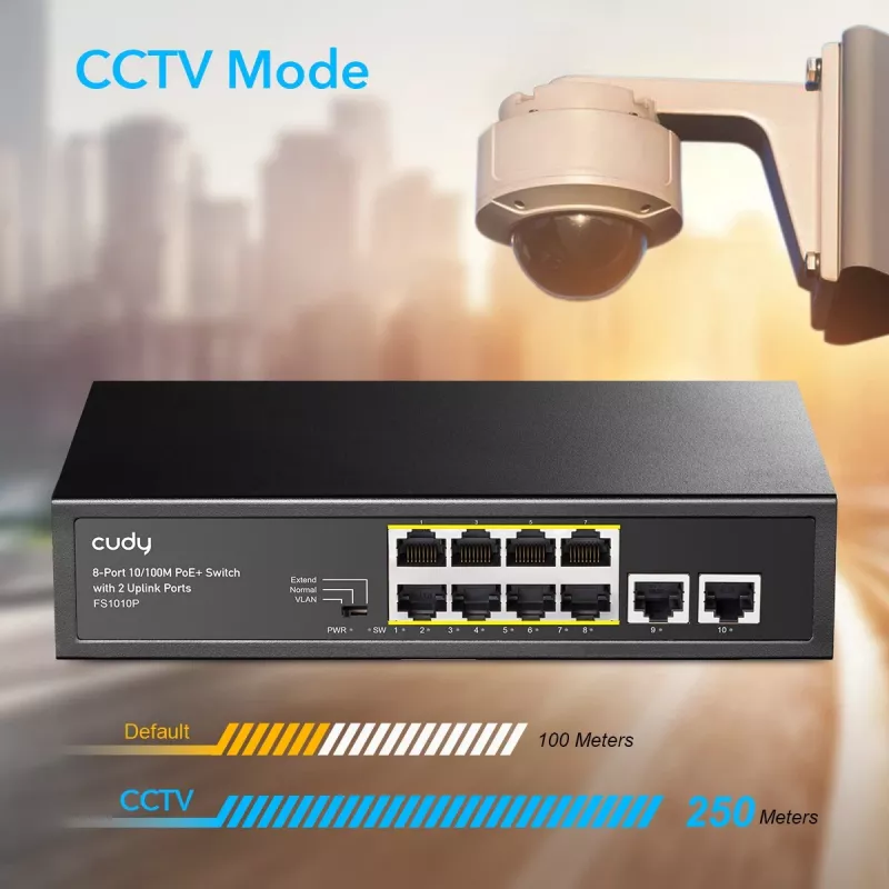 Cudy FS1010P switch di rete Fast Ethernet (10/100) Power over Ethernet (PoE) nero