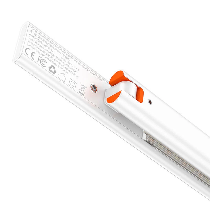 Lampada da tavolo Baseus Smart Eye Folding Rechargeable White — lampada LED da tavolo pieghevole, batteria ricaricabile, braccio e testa regolabili