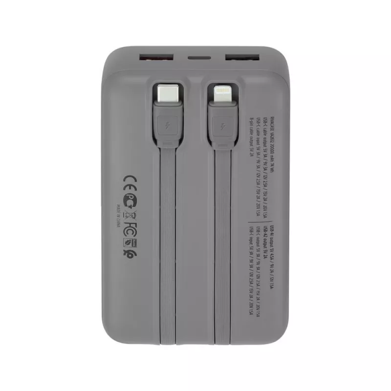 Powerbank Rivacase VA2612 – caricabatterie USB portatile 20000 mAh con più porte USB