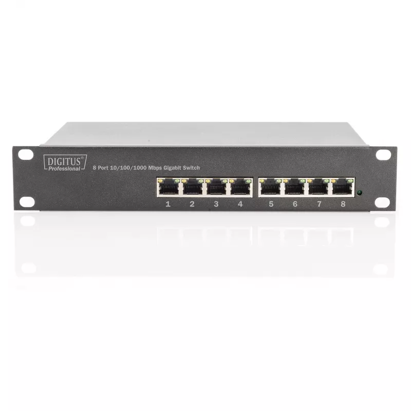 Switch DIGITUS 10 pollici Gigabit Ethernet 8 porte unmanaged - 8x Gigabit RJ45, montabile in rack
