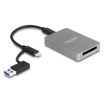 Lettore di schede DeLOCK USB Type-C CFexpress XQD alluminio grigio 10000 Mbit/s