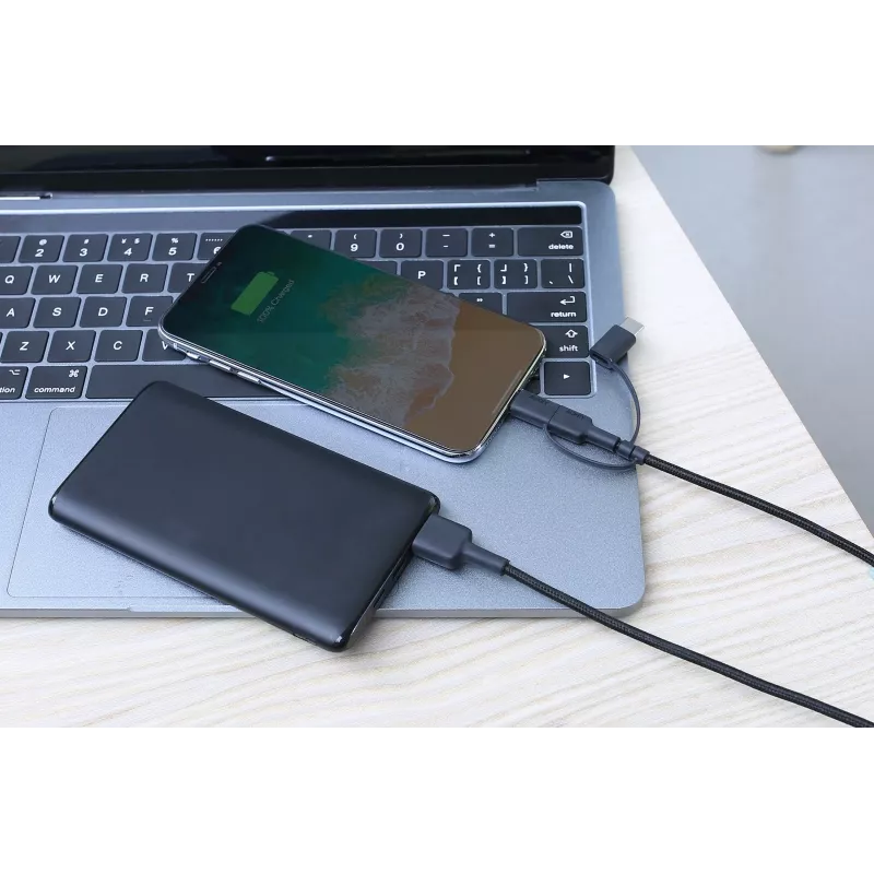 AUKEY CB-BAL5 cavo intrecciato 3 in 1, Micro USB / USB-C / Lightning, 1,2 m, nero