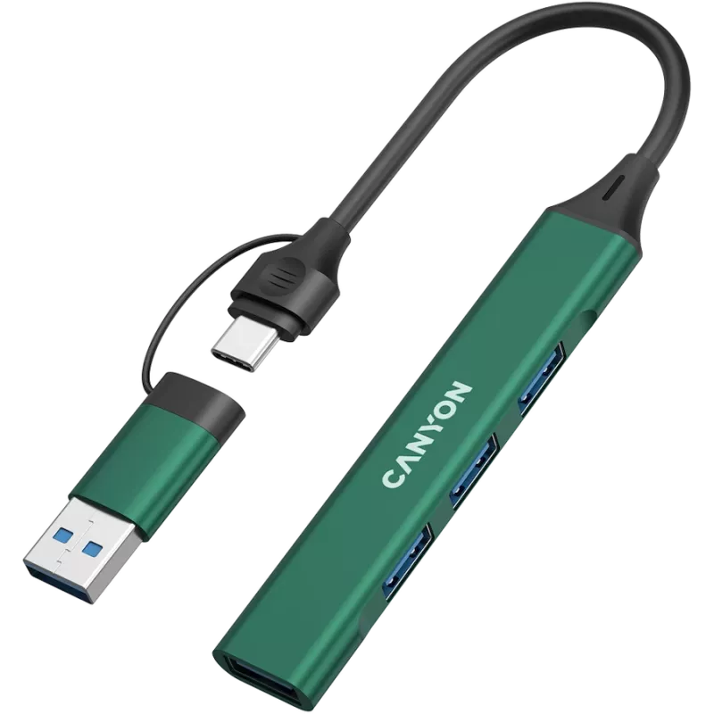 Hub CANYON DS-02 4in1 USB-A/C verde