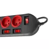 Prolunga elettrica MACLEAN MCE204 cavo 1,5 m, 5 prese AC, interno, nero/rosso