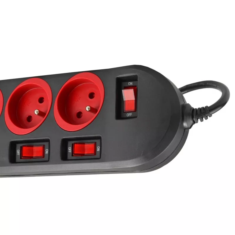 Prolunga elettrica MACLEAN MCE204 cavo 1,5 m, 5 prese AC, interno, nero/rosso