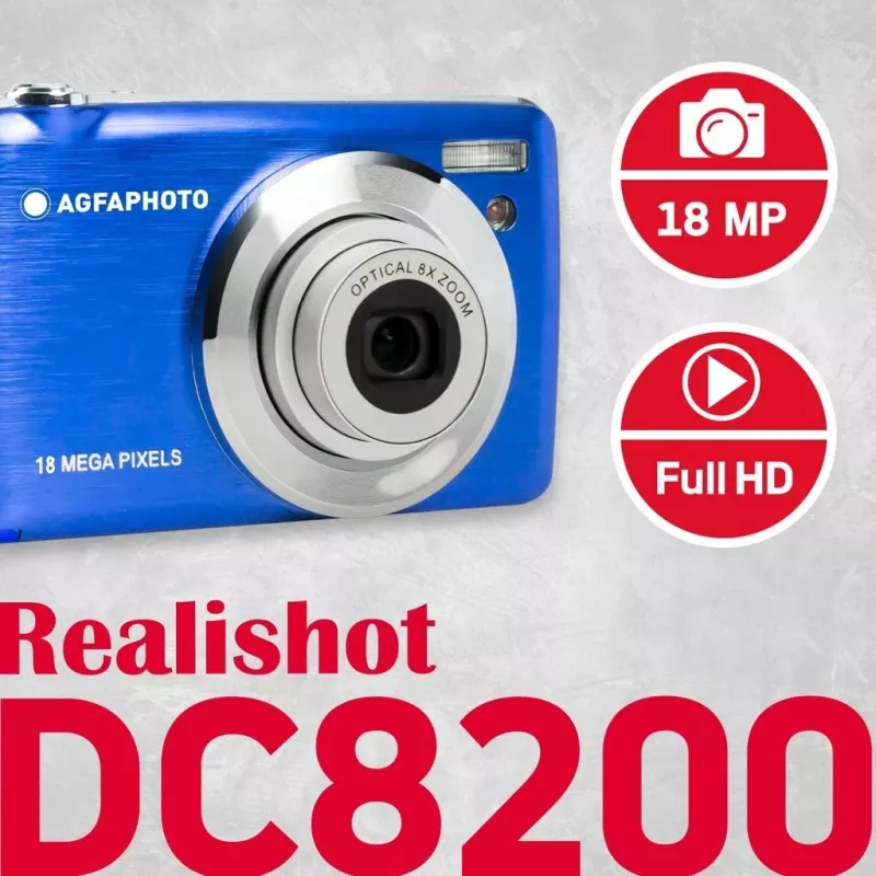 Agfa Photo DC8200 blu + custodia + scheda SD 16 GB
