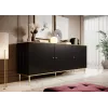 GLAMOUR Cassettiera 180x40x75,5 cm, nero opaco + oro