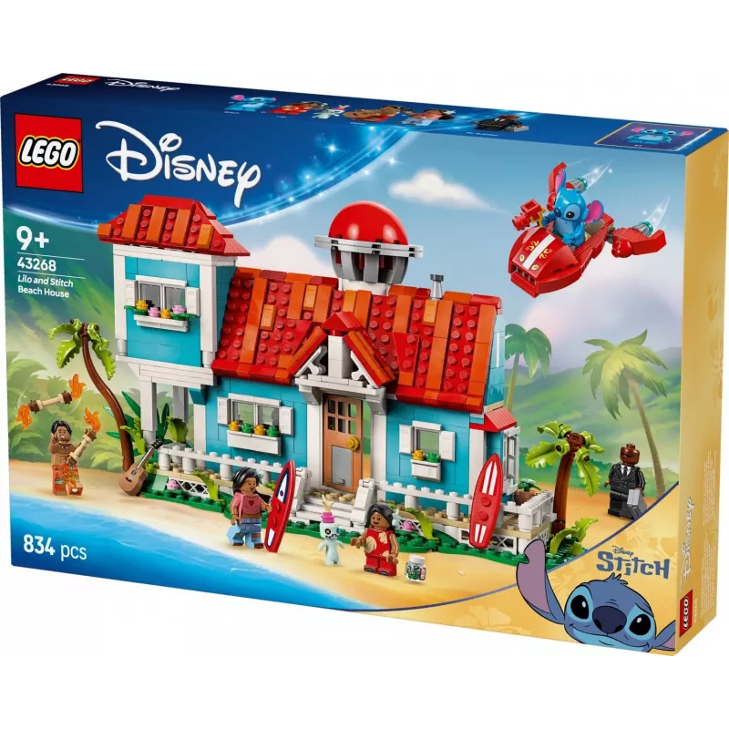 LEGO Disney Set 43268 Casa sulla spiaggia – casa modulare da costruire, 834 pezzi, 5 minifigure, età 9+