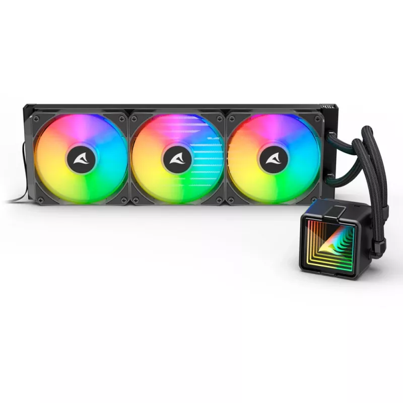 Dissipatore a liquido per CPU All-in-One Sharkoon S100 ARGB – radiatore da 360 mm, nero