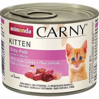 Cibo umido per gatti animonda Carny Baby Paté 200 g — manzo e pollo, senza cereali, ricetta per gattini, scatoletta apribile
