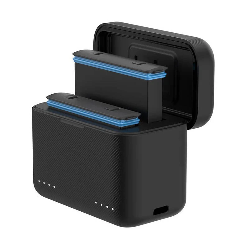 Caricabatterie a 2 slot con vano porta schede per Insta360 X4 Telesin S0-BCG-07-TIS