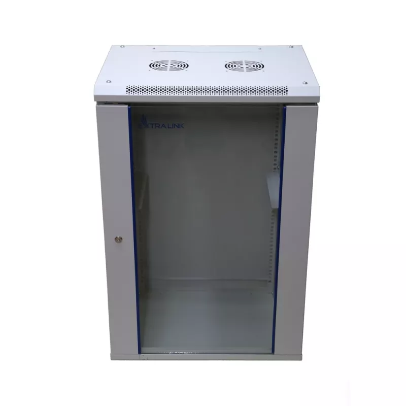 Armadio a parete Extralink case rack 18U 600x600 grigio serratura a chiave