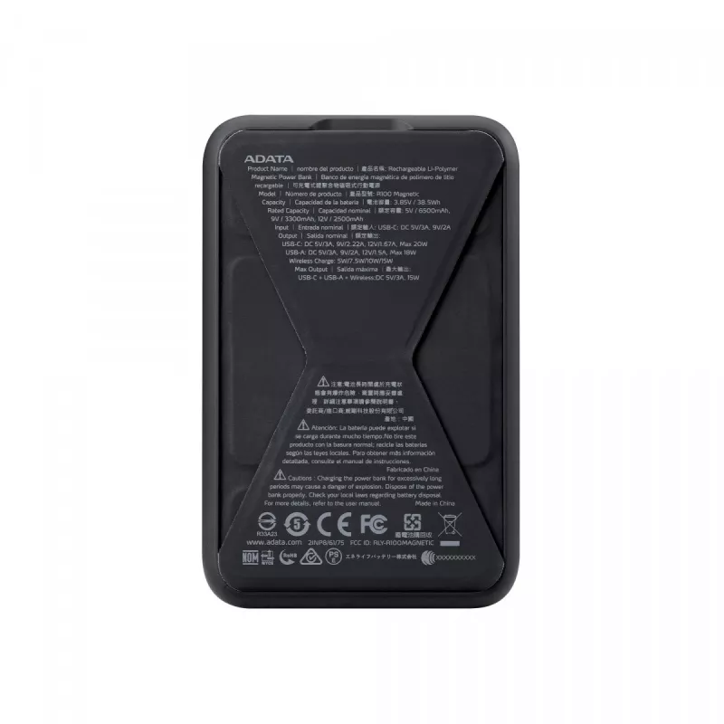 ADATA PR100-12BK power bank litio-polimero (LiPo) 10000 mAh ricarica wireless nero