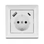 DeLOCK 11499 presa Tipo F con USB-A e USB-C bianco