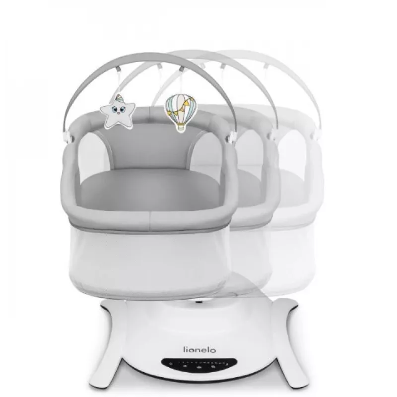 Culla / culla a dondolo Lionelo Bella Set grigio cemento – lettino per neonati con funzione dondolo