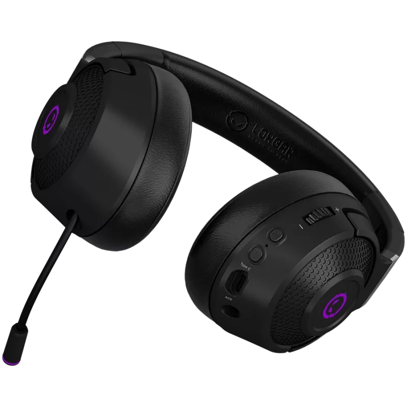 Lorgar Noah 702 (LRG-GHS702) cuffie gaming wireless, Bluetooth 5.3, ricevitore USB, AUX da 3,5 mm, driver da 40 mm, 1000 mAh, RGB, nere