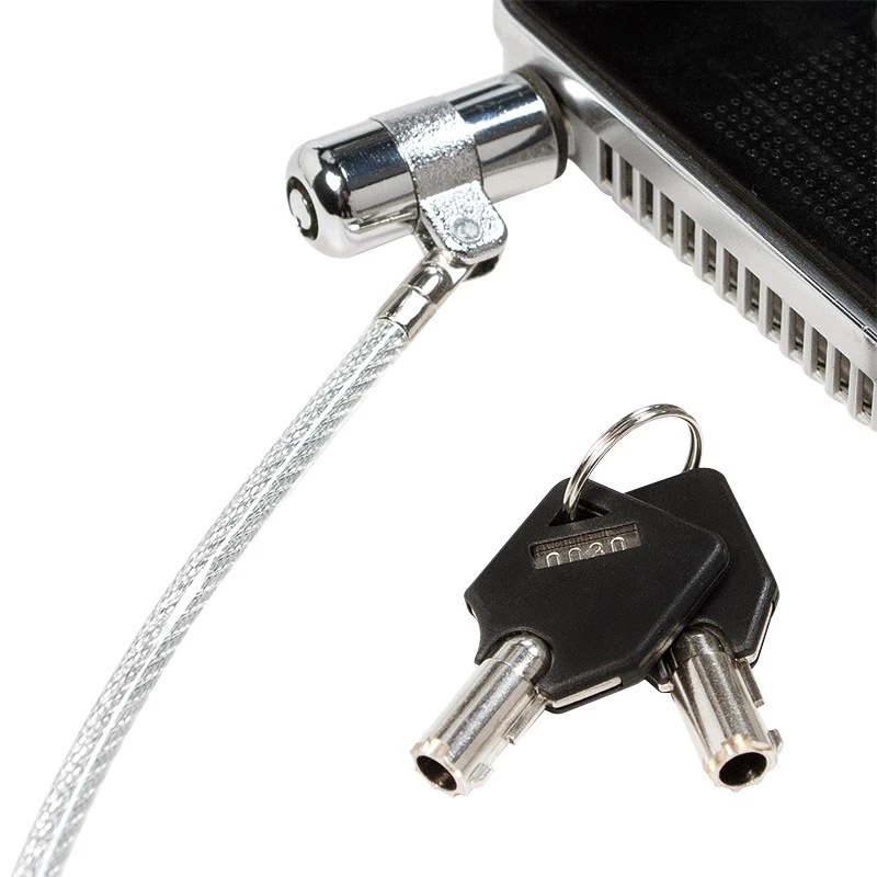 Cavo di sicurezza LogiLink NBS009 per notebook con chiave, 1,8 m, T-bar, 1,5 cm, 2 chiavi, slim, argento