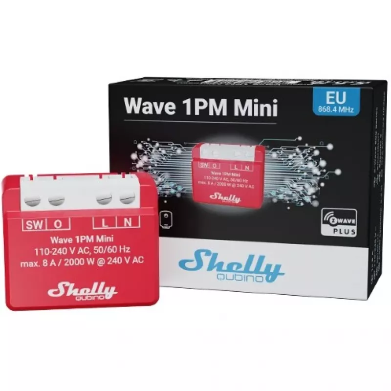 Shelly Qubino Wave 1PM Mini attuatore di misurazione Z-Wave rosso