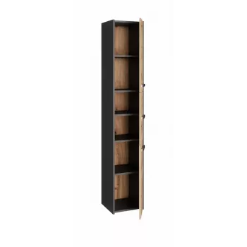 Mobile contenitore bagno top e shop S33 — a terra, struttura in rovere, finitura antracite/Artisan, 6 ripiani
