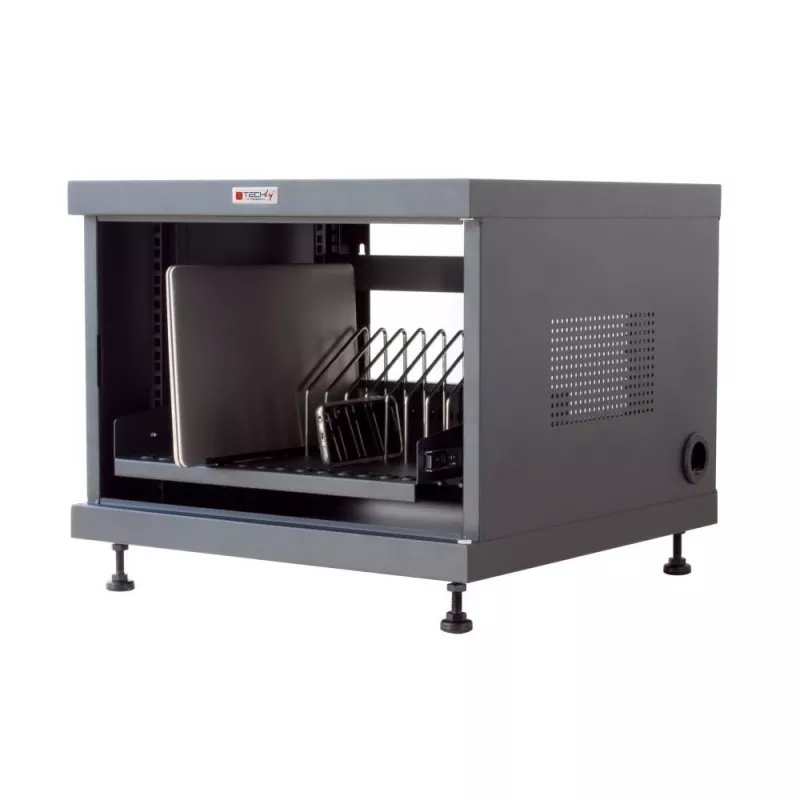 Organizer per cavi da rack TECHLY 367652 con fissaggio adesivo 3M, acciaio, 550×550×410 mm, nero