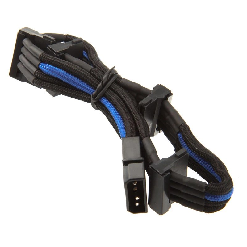 Cavo SilverStone 4 pin Molex a 4x SATA, 300 mm - nero/blu
