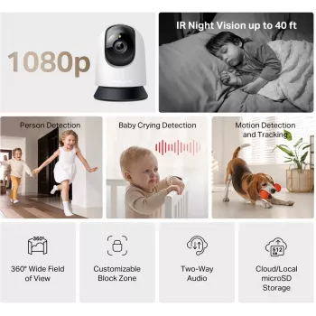 TP-LINK Mercusys MC200 telecamera di sicurezza Wi-Fi domestica con rotazione e inclinazione