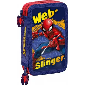 Astuccio Kids Euroswan con 2 zip e accessori Spiderman rosso-blu