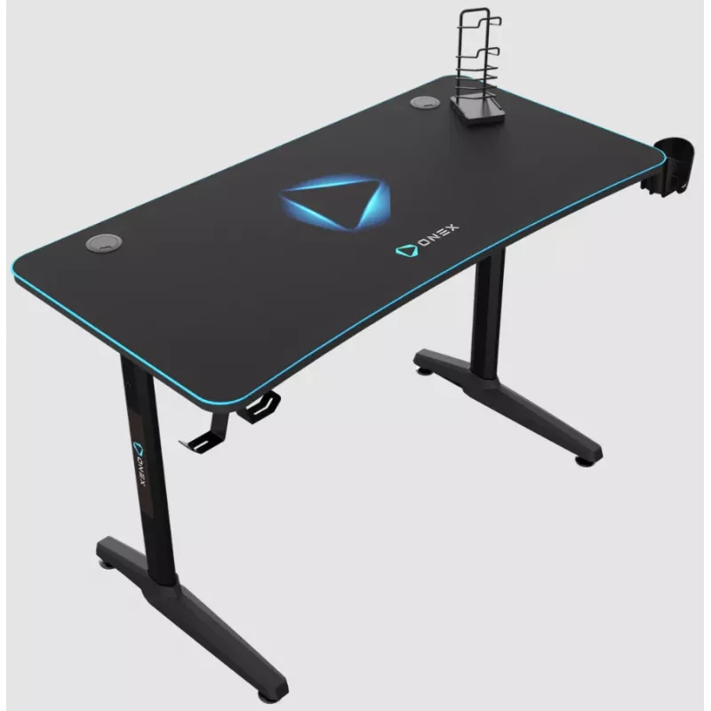 Scrivania da gaming Onex GD1200H — piano da 1200 mm con portabevande e gancio per cuffie