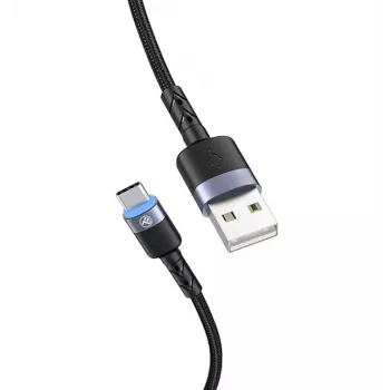 Cavo dati Tellur USB a Type-C LED treccia in nylon 1,2 m nero