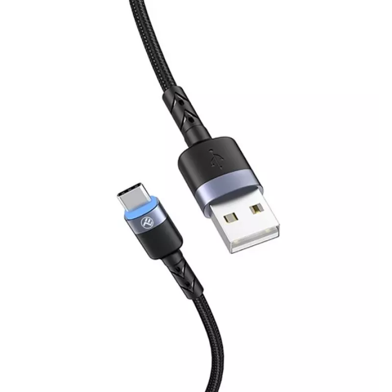 Cavo dati Tellur USB a Type-C LED treccia in nylon 1,2 m nero