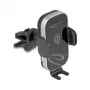 Supporto auto attivo DELOCK 66939 per telefoni cellulari — supporto a ventosa, nero/grigio, compatibile con ricarica wireless