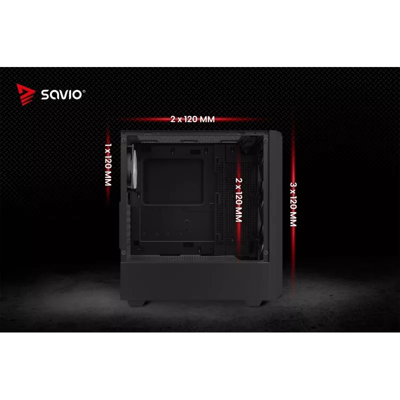 Savio Noctis Glass RGB Cube case per PC, ATX/Micro-ATX/Mini-ITX, frontale in vetro temperato, ventole RGB, nero