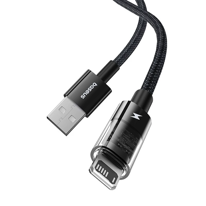 Baseus Gem Cavo USB a IP 2,4A ricarica rapida 2 m Nero