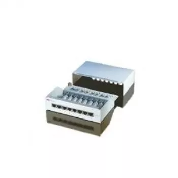 Patch panel, 8 porte, Cat. 5e, schermato, grigio chiaro, 14 cm, 44 x 172 x 140 mm