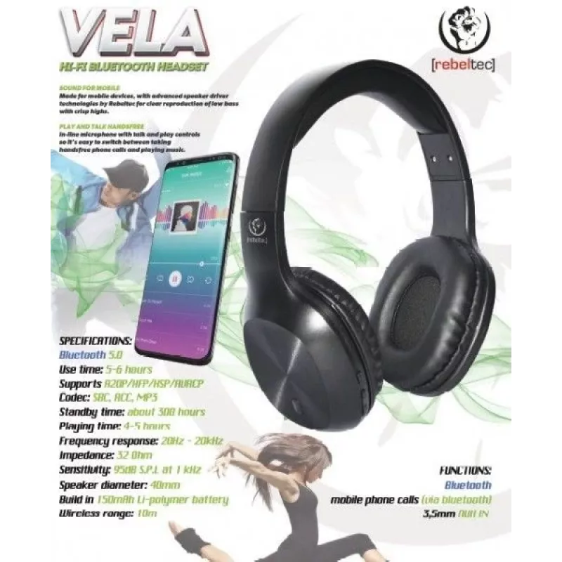 Cuffie Bluetooth Rebeltec VELA