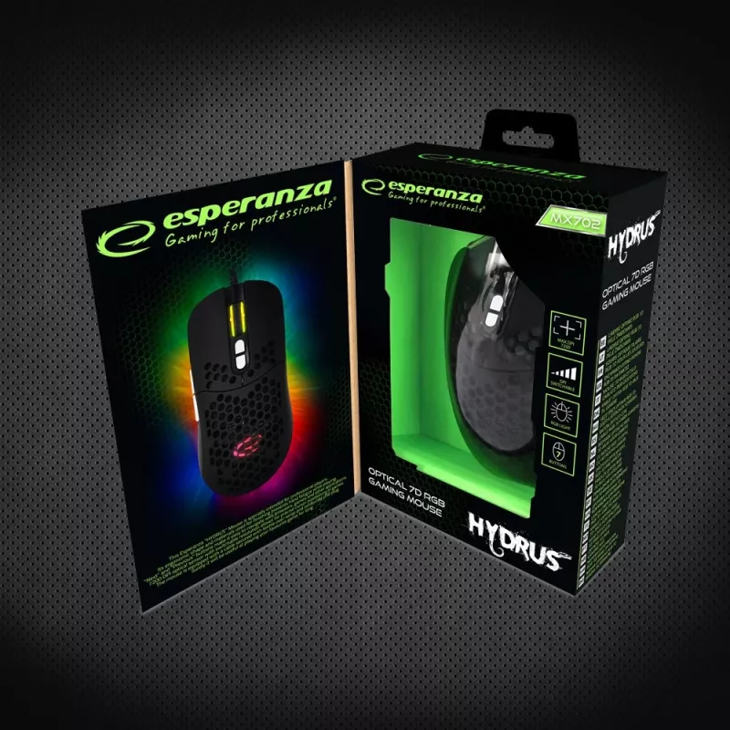 Esperanza EGM702 Mouse destrimani USB ottico 7200 DPI