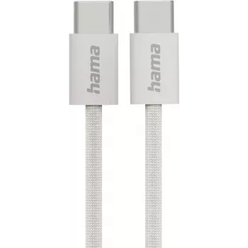Hama Fabric Cavo di ricarica da USB-C a USB-C 1 m, nylon, beige