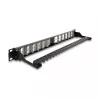 Patch panel Keystone DeLOCK 19 inch 24 porte angolato con scarico di trazione, 1U, nero, 482,6×125,5×44,2 mm
