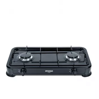 Fornello a gas da tavolo PROMIS KG200C — piano cottura a gas nero a 2 fuochi (esterni, senza riduttore)