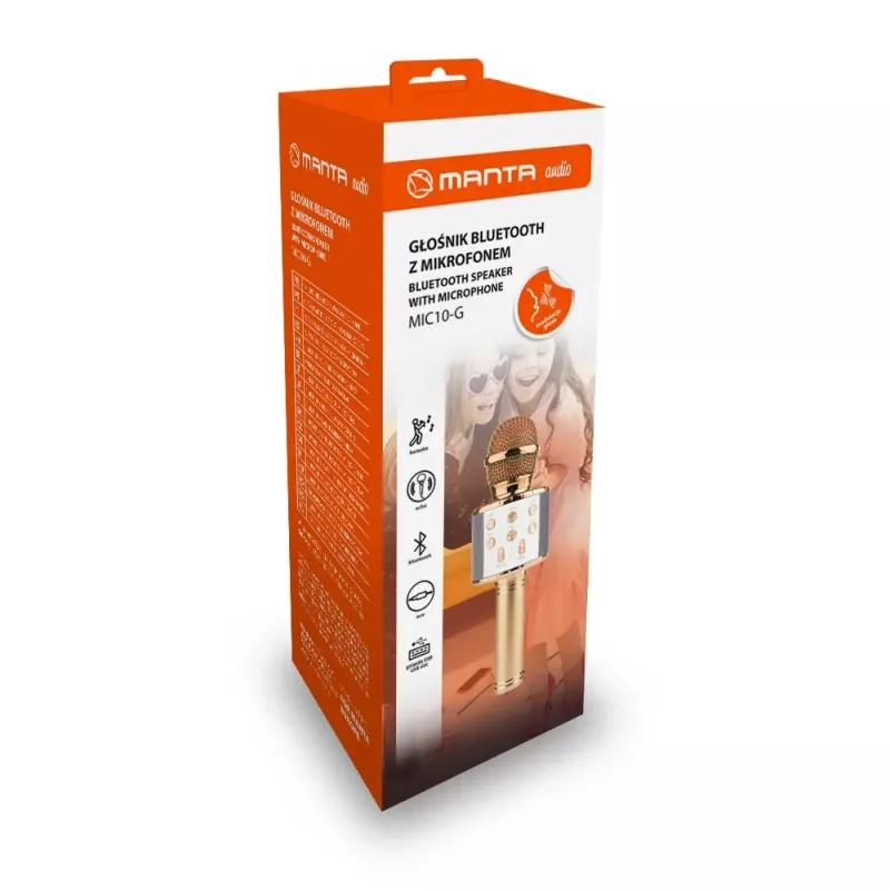 Microfono MANTA MIC10-G oro cardioide portatile — condensatore cardioide, design a mano