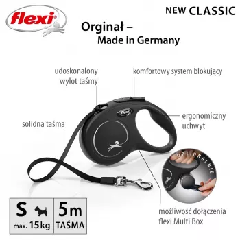 Flexi New CLASSIC 5 m nero guinzaglio retrattile per cani